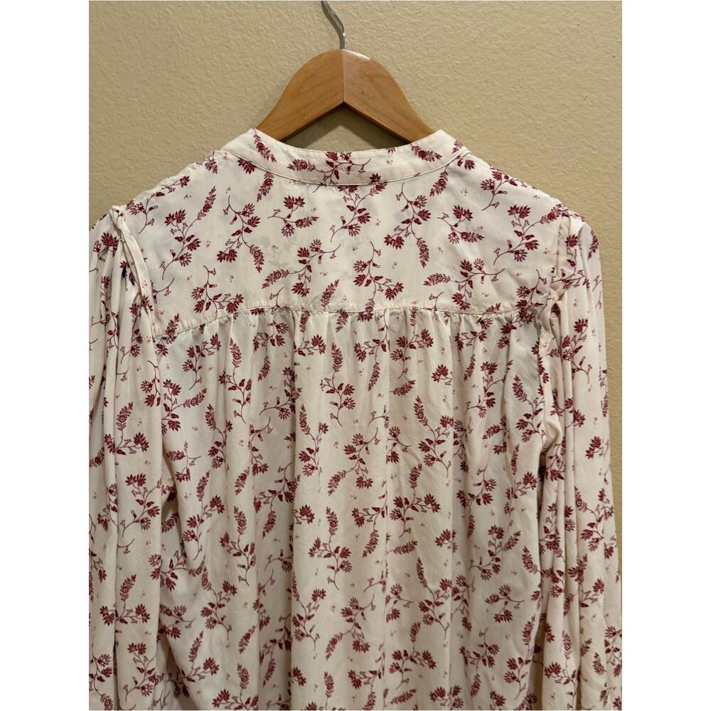 Frame Silk Blend Cream Blouse with Rust Floral Print Oversized Small - Picture 4 of 16